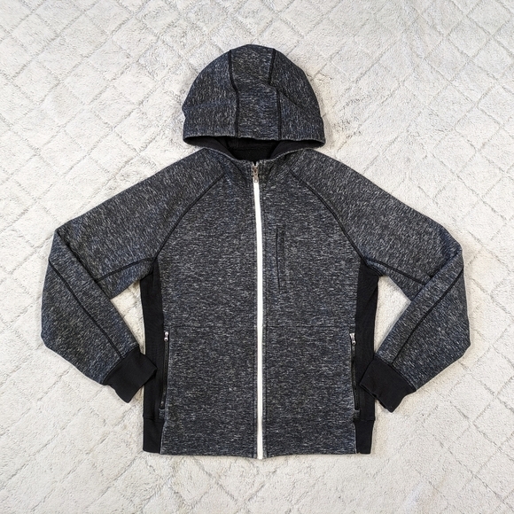 Lululemon Hoodie Men's Medium Black White Needles Texture Best Coast Full Zip - Picture 1 of 8